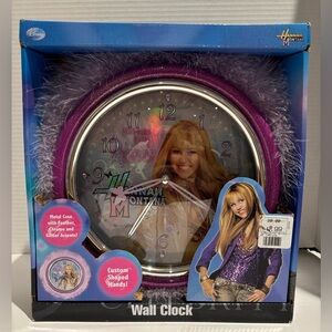 Vintage Hannah Montana Miley Cyrus Puple Wall Clock Y2K Faux Fur Trim New In Box